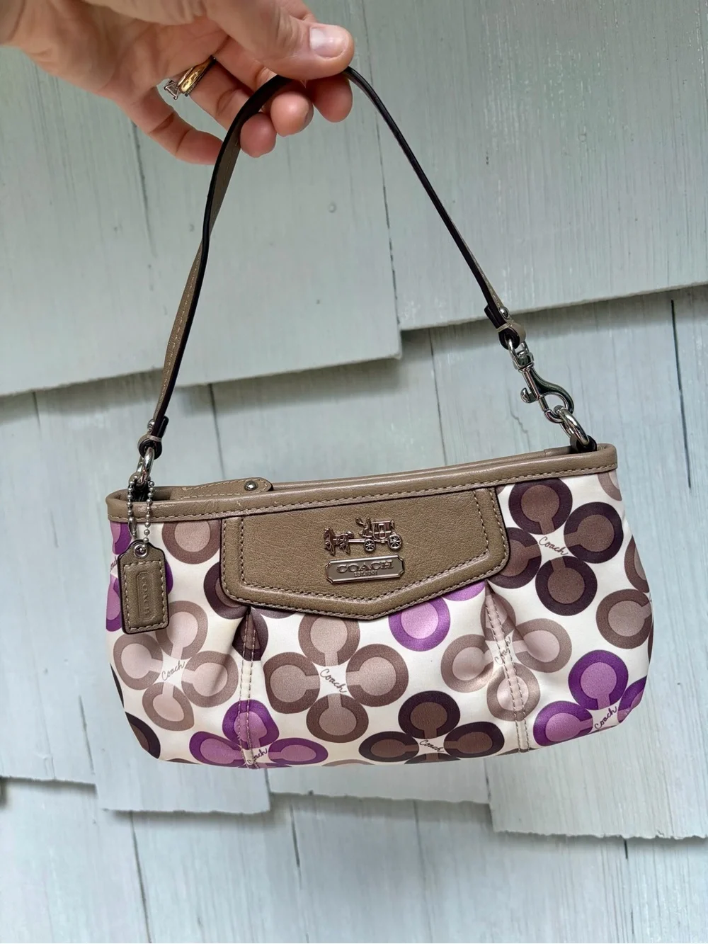 Coach Madison clover satin y2k wristlet mini bag clutch